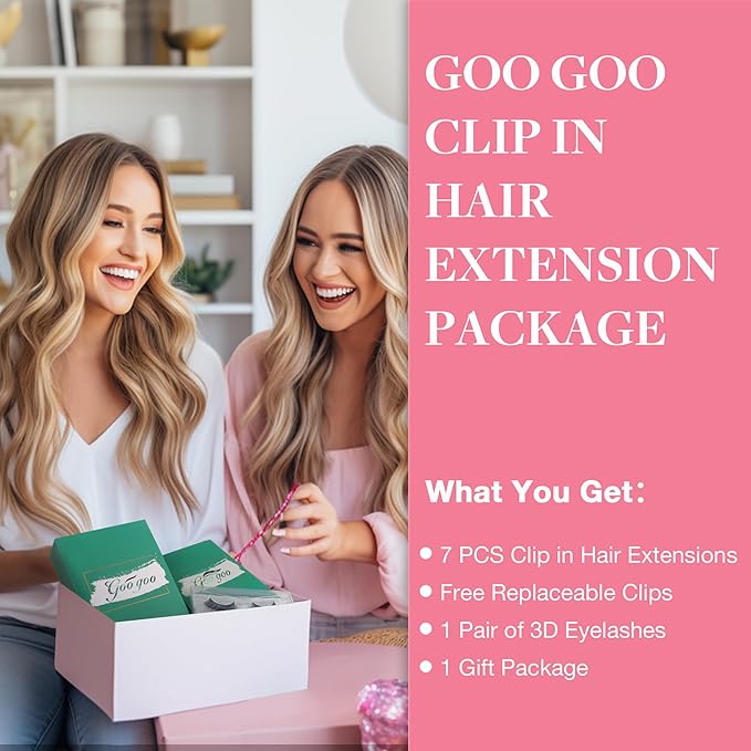 GOO GOO Clip in Hair Extensions Real Human Hair, Remy Human Hair Extensions Clip ins for Women, Natural Human Hair, 24inch 120g 7Pcs, 1B/16/1B Balayage Natural Black to Light Blonde