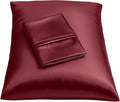 BLISSFORD Satin Pillowcase with Zipper, for Hair and Skin Care, Feels Soft and Cool Like a Silk Pillowcase, Satin Pillow Cases 2 Pack, Slik Pillow Cover, Burgundy, Queen, Set of 2