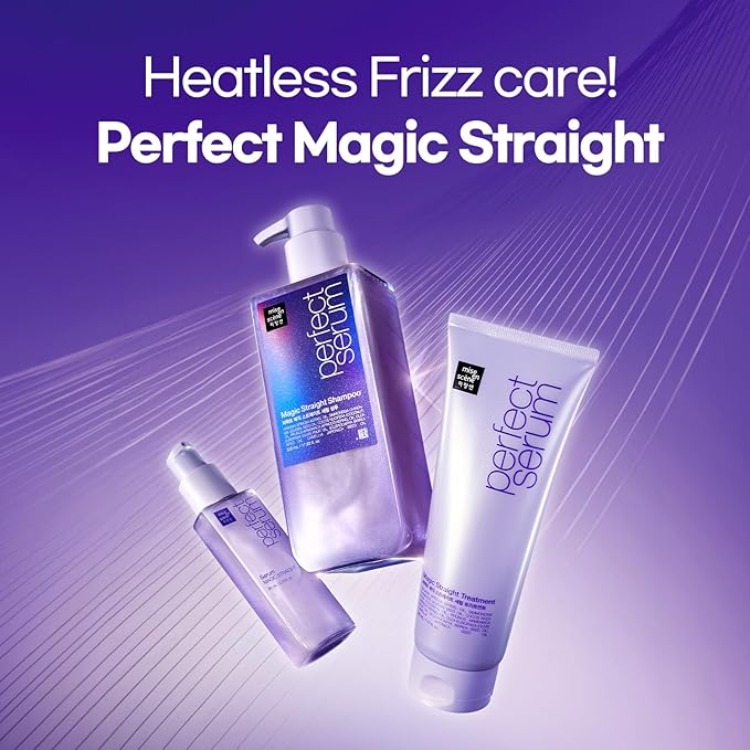 Mise En Scene Magic Straight Perfect Serum - Anti Frizz Hair Straightening Serum with heat protectant for straightener, hair tamer oil, Coconut Oil for Smooth, Silky, and Shiny Hair, 2.71 Fl Oz