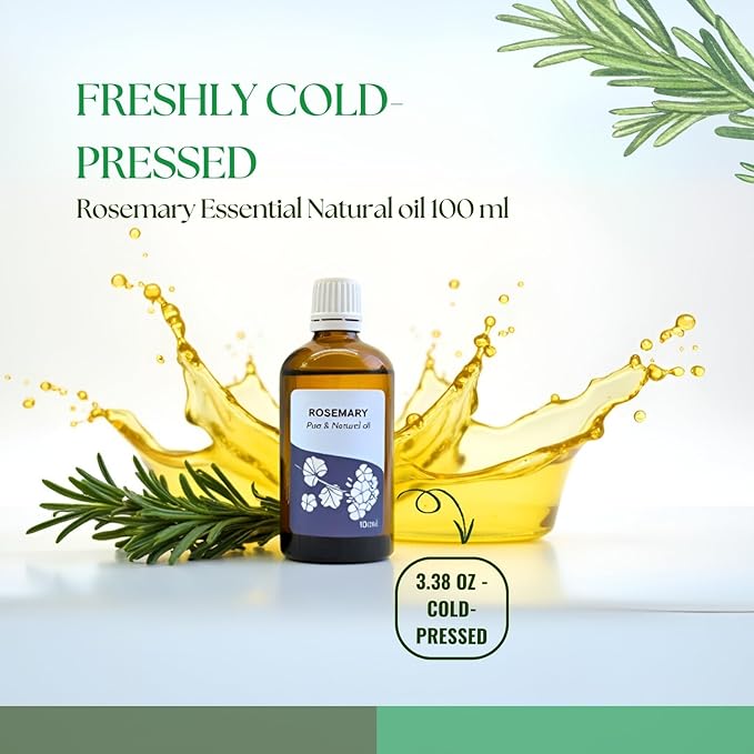 Roots & Above 3.38 Oz Pure Rosemary Essential Oil – 99% Aroma Natural Oil for Skin, Hair, Massage, Diffusers, Humidifiers, Self-Care, DIY Beauty, Candle & Soap Making