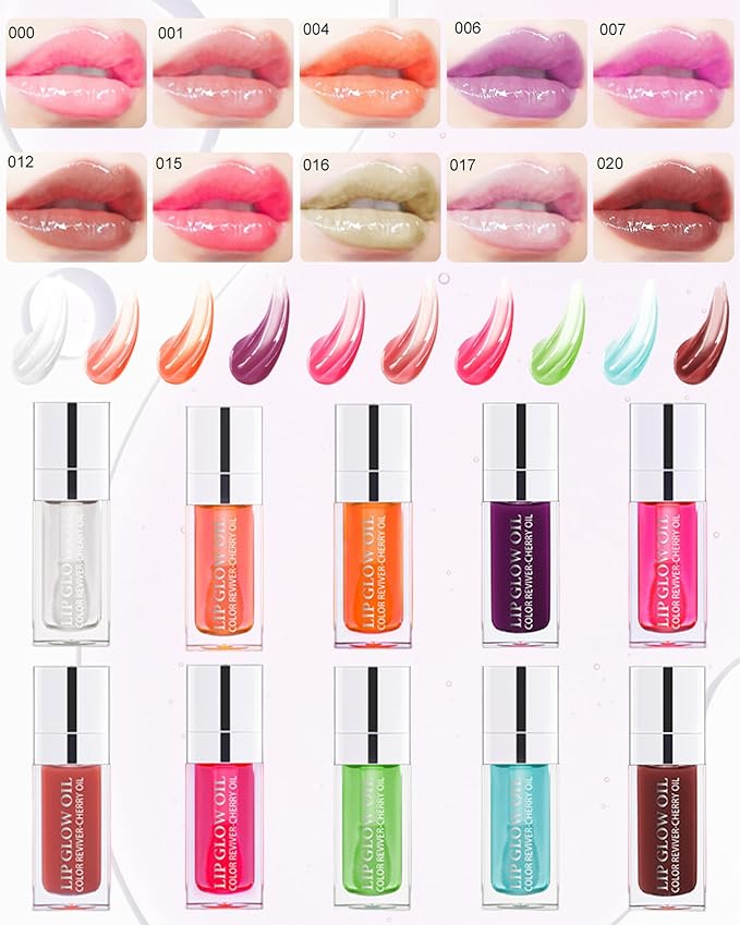 Tinted Moisturizing Lip Glow Oil, Hydrating Plumping Lip Gloss Lip Care Clear Lip Oil for Dry Lip, Glow Reviver Lip Oil,Shine Lip Tint Stain Lip Care Product,Women's Day Makeup Gift(#006 Berry)