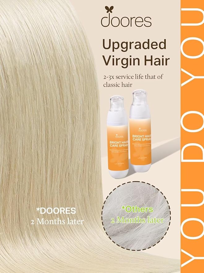 DOORES Tape in Extensions Real Human Hair, Platinum Blonde 80g 20 Inch 20pcs, Thick Remy Human Hair Extensions Tape in Skin Weft Real Remy Natural Straight Thick Ends
