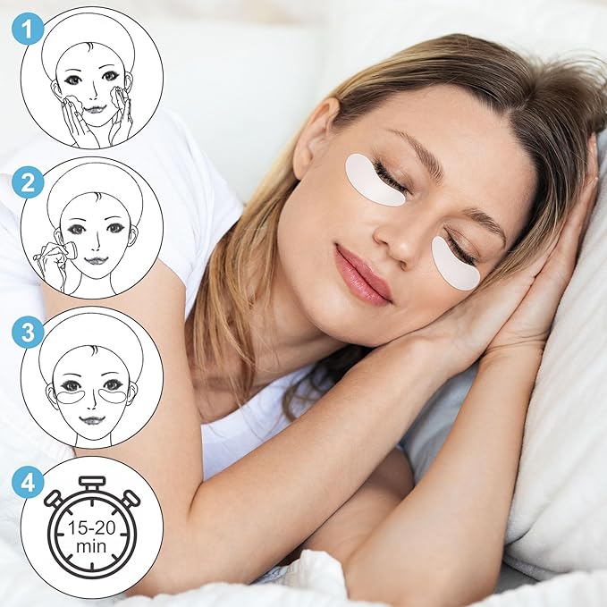 Under Eye Patches 2 Pairs, Silicone Reusable Eye Patches, Under Eye Mask for Skin Care Effect to Reduce Wrinkles and Fine Lines (Black, White)