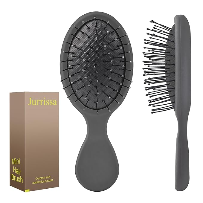 Mini Hair Bursh for Kids Women and Men, Protable Travel Size Hair Brush for Pockets Purse backpack,Mini Detangler Brush for All Hair Types, Small Hair Brush for Detangling(1 Pack-Black)
