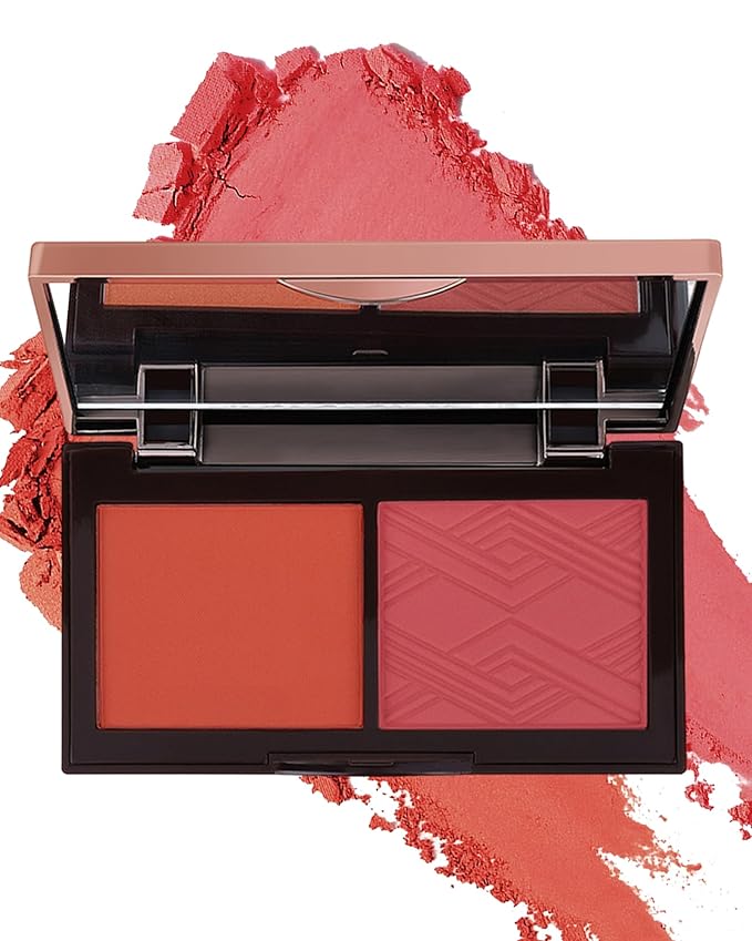 Face Matte Blush Powder Palette-2Colors Buildable Facial Cheek Blusher Pressed Powder Light Luxury Blush Contour Palette for Face,Longlasting Makeup Palette,Valentine's Day Gift Set for Women Girl-03