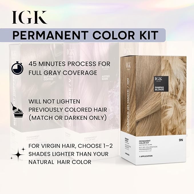 IGK Permanent Hair Color Kit | 5VM Movie Night - Mahogany Brown | 100% Gray Color Coverage + Strengthen + Shine | Ammonia Free