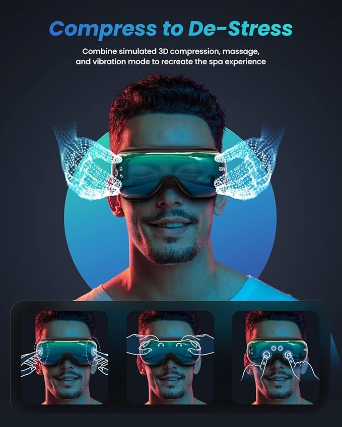 RENPHO Eyeris 1 Eye Massager with Heat, Birthday Gifts Eye Mask for Mom Dad Women Men Her Him, Smart Sleep Mask with Voice for Relax, Reduce Strain