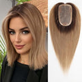 HAIRCUBE Hair Toppers 100% Real HumanHair,Ombre Ash Blonde,5.5"*4" MONO Large Base, 46g Hand-moven Real Human Hair Toppers for Women with ThinningHair