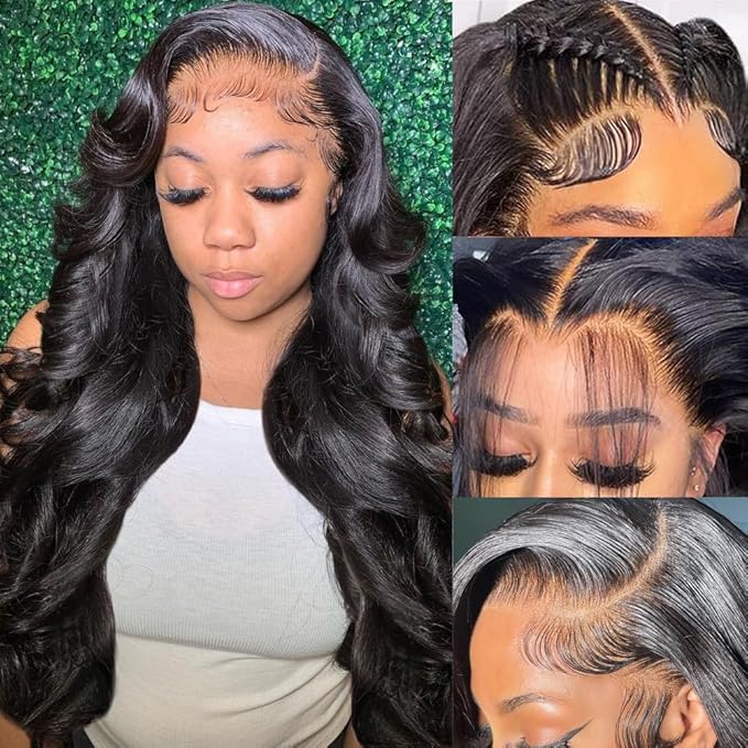 28 Inch Body Wave Lace Front Wigs Human Hair 13X6 HD Lace Frontal Wigs Human Hair 180% Density Glueless Wigs Human Hair Pre Plucked for Women Brazilian Virgin Body Wave Wig Natural Color