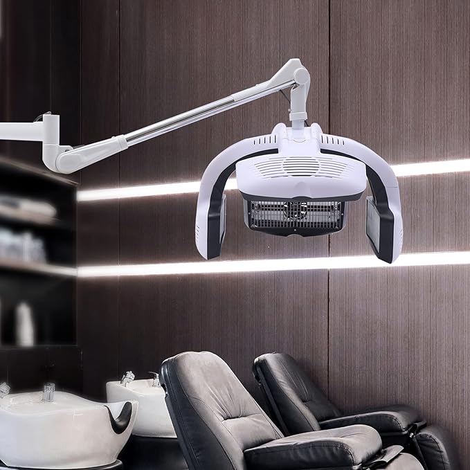Wall Mounted Orbiting Hair Dryer, 1500W Temperature Adjustable Salon Hair Perming Machine, 360 Degree Rotating Heating Ring Rotating Hair Treatment Machine with 5 Heating Discs for Salon SPA