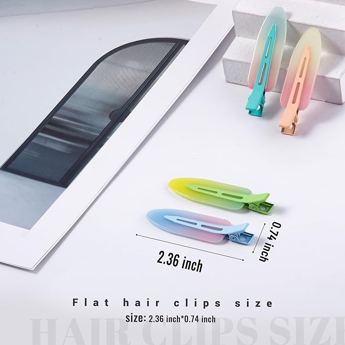 10 Pcs Creaseless No Crease No Bend Flat Hair Clips For Styling Non Slip Makeup Clips For Women Salon Hairstyle,Assorted Blue Green Red