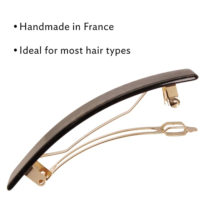 Brown Hair Barrette for Thin Hair, Classic Rectangle French Barrette for Women, Lightweight and Comfortable, Strong Hold, Metallic Mojave | France Luxe