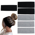 6 Pcs Black Headbands for Women Hair Cotton Headband Non-slip Stretchy Elastic Head Wrap Holder Hair Accessories Black Grey Color