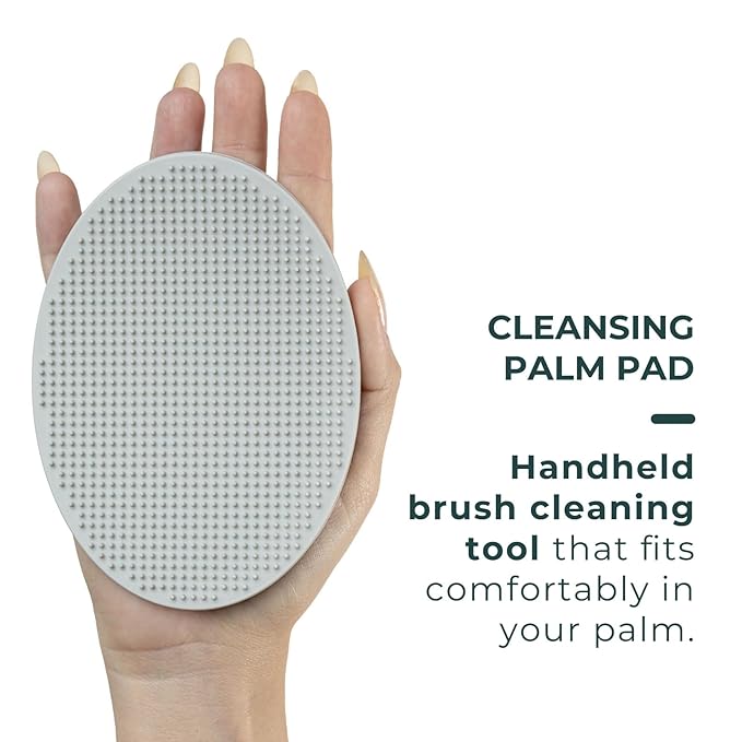 Cleansing Palm Pad | Ergonomic Handheld Brush Cleaner | Silicone Textured Scrub Pad for Deep Cleaning | Travel-Size, Beauty Tool
