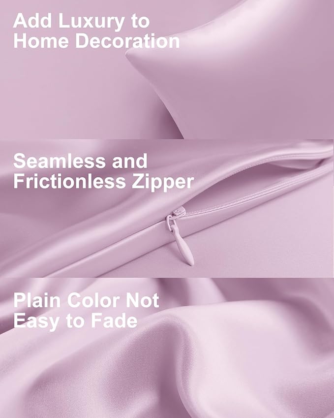 THXSILK Set of 2 100% Mulberry Silk Pillowcase for Hair and Skin Health, Soft Breathable and Smooth Pillowcases with Hidden Zipper, Both Sides Premium Grade 6A+ Silk, Standard 20"x26", Light Purple