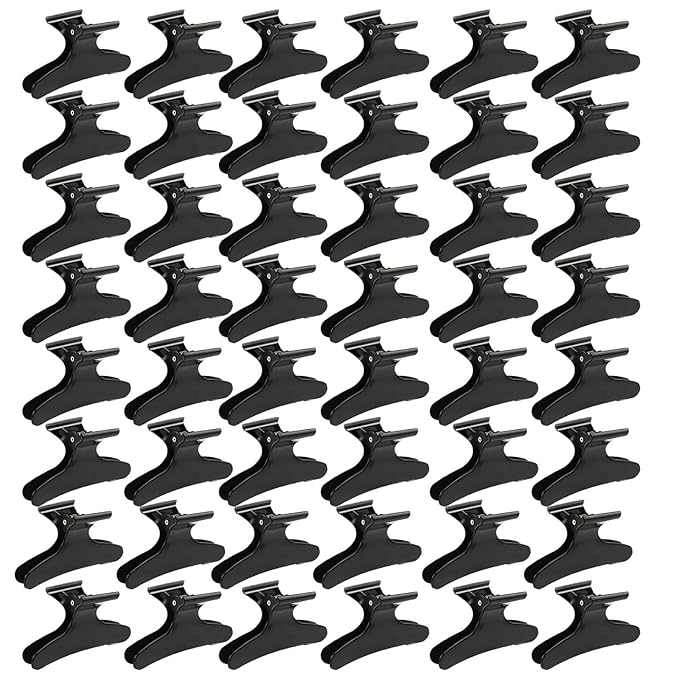 Ondder 48 Pcs Black Butterfly Hair Clips for Styling and Sectioning - Pro Claws Clamps for Cutting, Coloring - Hair Accessories for Women Girls
