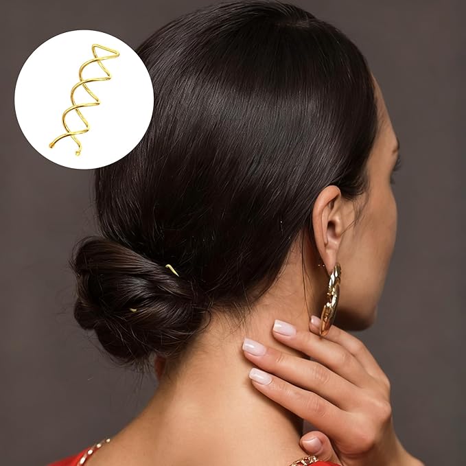 50 Pcs Spiral Hair Pins Set Spin Pins Spiral U Bobby Pins Round Tips Bun Hair Style DIY Twist Barrette Durable Non-Scratch Corkscrew Design for Girls Women Effortless Bun Hairstyles