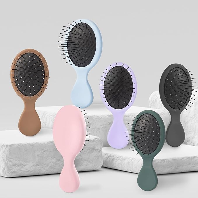 Mini Hair Bursh for Kids Women and Men, Protable Travel Size Hair Brush for Pockets Purse backpack,Mini Detangler Brush for All Hair Types, Small Hair Brush for Detangling(1 Pack-Blue)