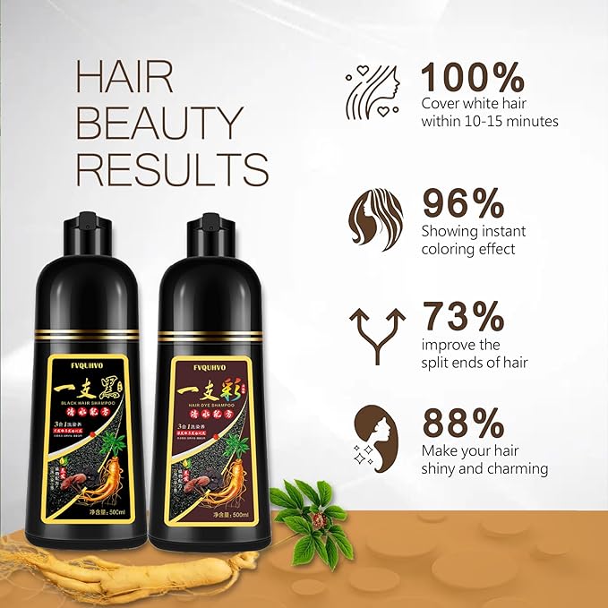 Instant Dark Wine Red Hair Color Shampoo 500ml for Men & Women, 3 in 1 Dark Burgundy Dye Shampoo 100% Covers Gray Hair, Natural Coloring Shampoo in Minutes 17.6 Fl Oz