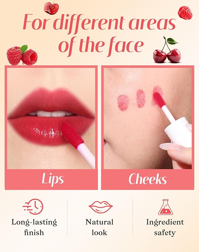 Lip Tint Stain Set, Lip Stain Long Lasting Lightweight Waterproof, Transfer-Proof, Non-sticky, Lip Makeup Matte Finish