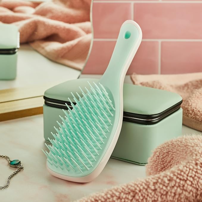 Tangle Teezer Ultimate Detangler Hairbrush, Eliminates Knots & Reduces Breakage, Mini Hair Brush for Travel, Small Hands & All Hair Types, Marshmallow Pink & Mint