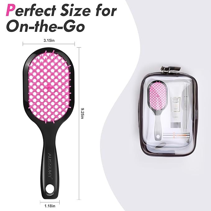 4 Pack Vented Detangling Hair Brush - Detangler Hairbrush with Soft Bristles for Effortless Tangle Free - Ideal for Wet Dry or Curly Damaged Hair for Women Men Kids