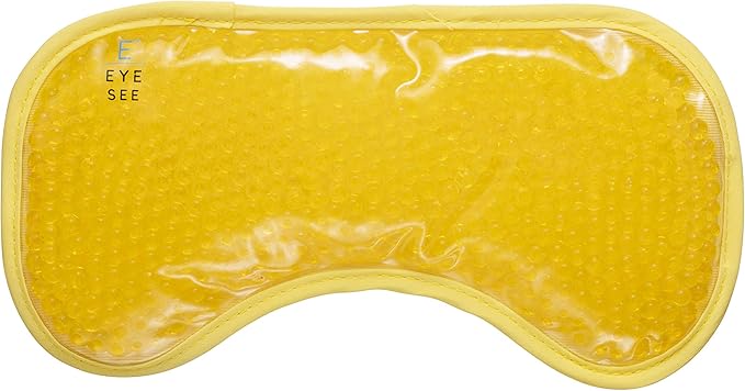 Plush Gel Eye Mask for Puffy Eyes, Yellow - Cold Eye mask to Treat Dark Circles, Sinuses, Dry Eyes, and for Allergy Relief - Microwave Safe for Heat Therapy