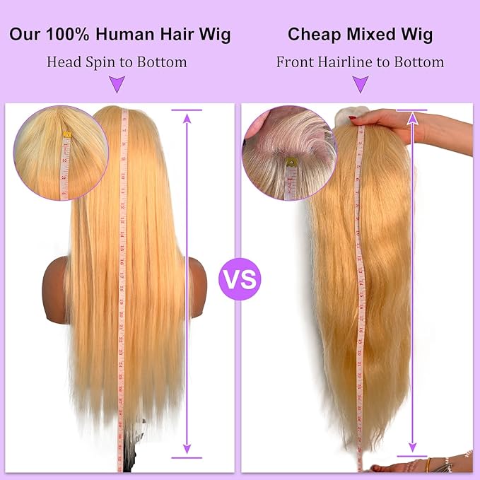 613 30 Inch Lace Front Wigs Human Hair Blonde 13x6 HD Lace Straight Wigs Human Hair for Black Women 180% Density 613 Frontal Wigs Human Hair Pre Plucked with Baby Hair