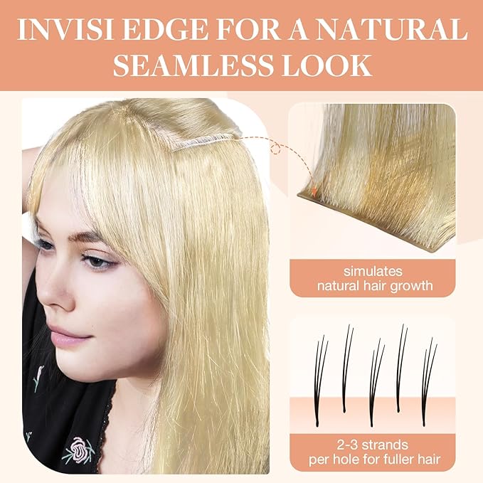 GOO GOO Invisi Edge Tape in Hair Extensions Human Hair, 16/22 Light Blonde Highlighted Golden Blonde, 10pcs 18inch 25g, Virgin Remy Hair, Seamless Injected Tape, Natural Look