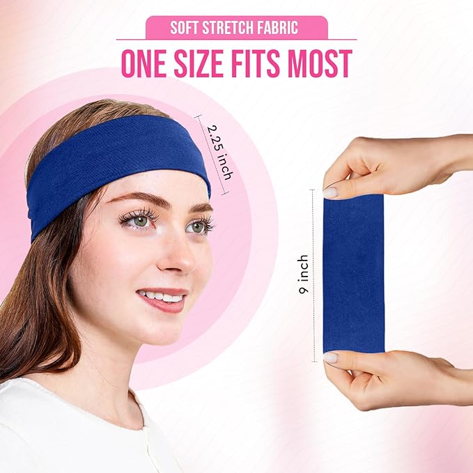 Styla Hair Headbands for Women Stretch Fashion Head Bands 10 Pack Non-Slip Head Wraps Great for Spa, Sports, Yoga, Pilates, Running, Gym Headband, Workouts (Blue)