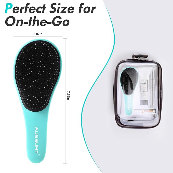 Detangling Hair Brush Set - 2 Pack Detangler Hairbrush with Ultra Soft Bristle for Effortless Tangle Removal - For Dry Wet Damaged Curly Hair for Men Women Girls Boys Kids - Blue & Purple