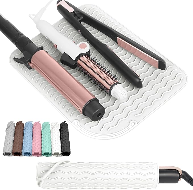 Larger Size Silicone Heat Resistant Mat for Curling Irons, Flat Irons, Hair Straightener and Other Hair Styling Tools, Portable Hot Tools Pad Cover for Travel Vanity Salon(12.0" x 9.0")