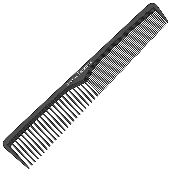 Professional 7 Inch Black Carbon Fiber Anti Static Chemical And Heat Resistant Comb For All Hair Types | Fine and Wide Tooth Comb For Men and Women