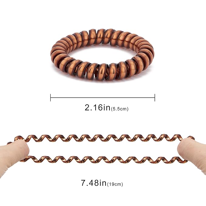 Metallic Luster Spiral Hair Ties (8 Pcs), Coil Ponytail Holders for Thick and All Hair Types, No Crease Phone Cord Design with Plastic Spiral