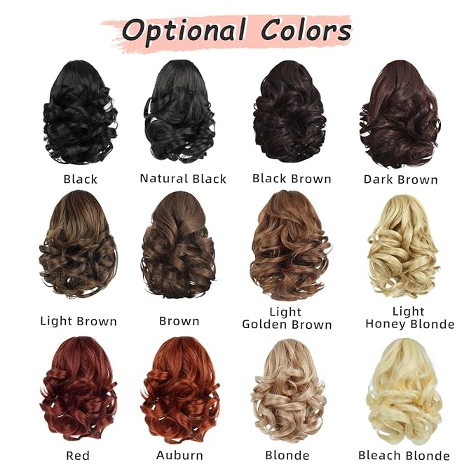 Ponytail Extension, Clip on Ponytails for Women, 9" Claw Clip in Short Curly Wavy Pony Hair Extension for Women - Red