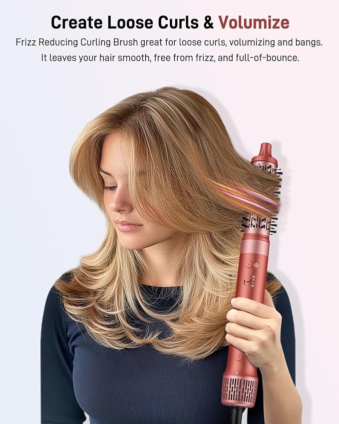5 in 1 Hot Air Styler & Hair Styler- High-Speed Hair Dryer Brush, Fast Drying Blow Dryer Brush No Heat Damage Multi-Styler Auto Wrap Curlers for Volumizing Curl Straighten Frizz-Free with Travel Bag