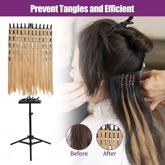 CF Braiding Hair Rack with Detachable Tray, Height Adjustable Braiding Rack 2-sided 144 Pegs Hair Extension Holder, Hair Stand with Storage Bag & Stylist Hair Braiding Accessories for Hair Salon