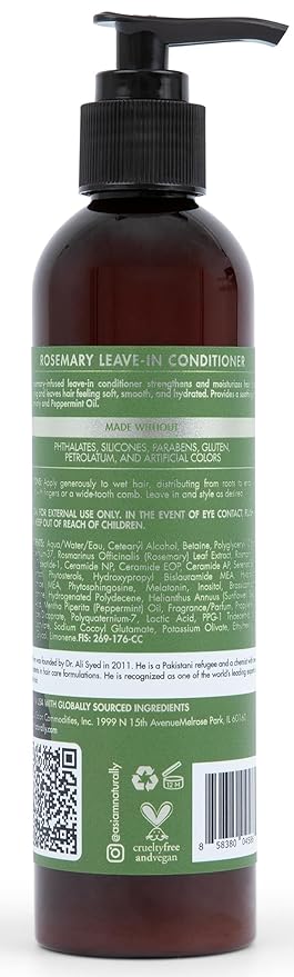 As I Am Rosemary Leave-In Conditioner 8 Fl Oz (237 ml) - with Biotin & Saw Palmetto