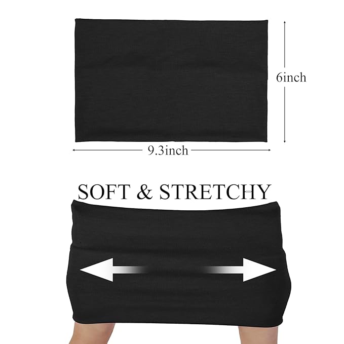 Huachi Black Headbands for Women Wide Headbands for Women Non Slip Thick Womens Headband Boho Elastic Hair Bands for Women's Hair Stretchy Sweat Head Band for Workout Running Working