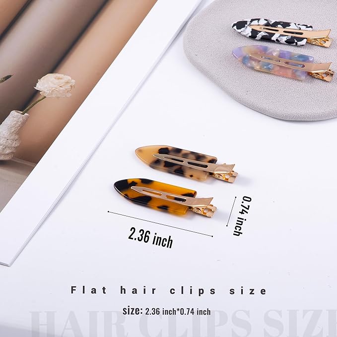 No Crease Creaseless No Bend Hair Clips For Styling Non Slip Flat Clips For Makeup Hair Accessories For Women,Multiple Tortoiseshell,12 PCS