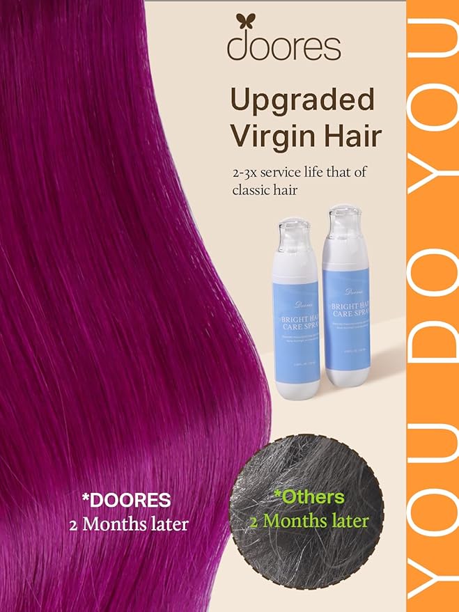 DOORES Tape in Hair Extensions Real Human Hair, Violet 16 Inch 25g 10pcs, Human Hair Extensions Tape in Natural Hair Straight Hair Extensions Remy