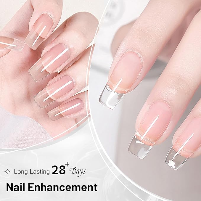 JODSONE 2Pcs 10ml Builder Gel Set, Clear Gel Nail Strengthener for Thickening, Nail Extension, Apex Building, Repairing Broken Nails, Long Lasting DIY Nail Art Gift for Women