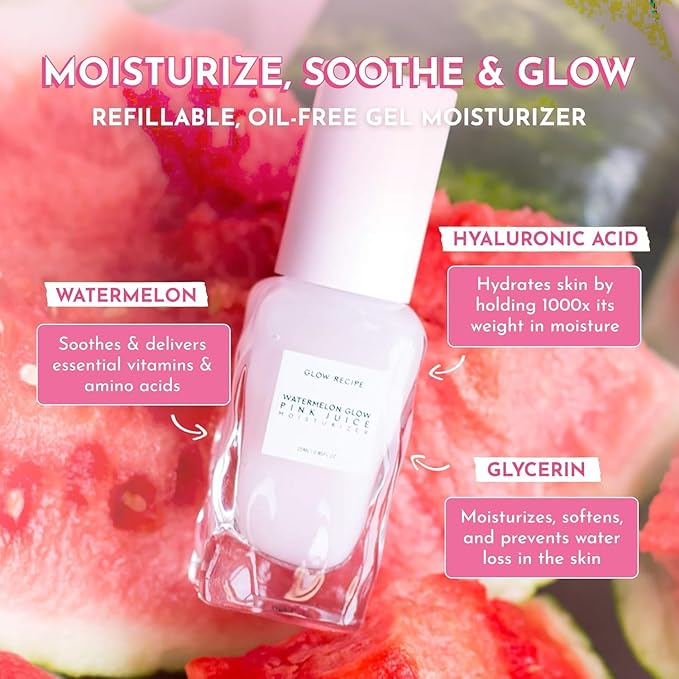 Glow Recipe Glass Skin Hydration Travel Size Korean Skincare Set - Includes Mini Cloudberry Facial Toner, Strawberry Blur Drops, Blackberry Retinol Serum & Pink Juice Moisturizer (4 Count)