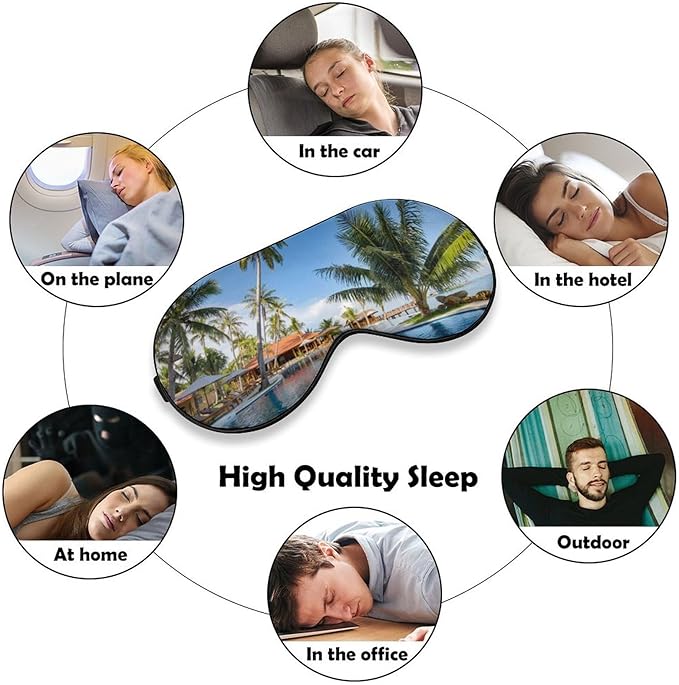 Custom Personalized Sleep Eye Mask Add Any Photo Text Logo Design Your Own Soft Blindfold Eyemask Blackout Eye Cover for Men Women Home Travel Offices, Blue, 8.1"x4.1"