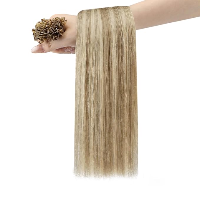 YoungSee Human Hair U Tip Hair Extensions Blonde Highlight Ktip Remy Hair Extensions Highlight Blonde U Tips Real Hair Extension 24 Inch U Tips Hair Extension Real Human Hair Long Straight 50s/50g