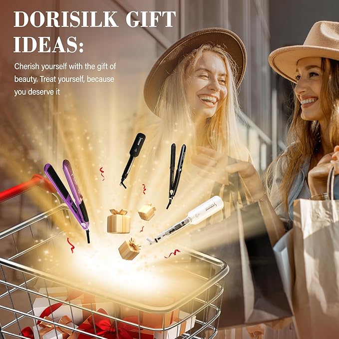 DORISILK 2.0 Upgraded Steam Straighteners for Hair, Professional Salon Ceramic Tourmaline Vapor Steam Flat Iron Hair Straightener and Curler 2 in 1 Straightening Curling Iron, Dual Voltage LED Temp