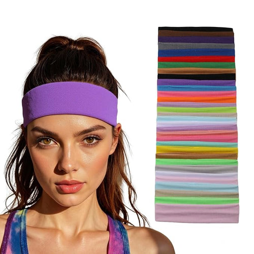 32PCS Elastic Headband for Women, Black Multicolor, 32 Pack, One Size, Daily Wear Hair Accessories, Casual Style, Comfortable Fit
