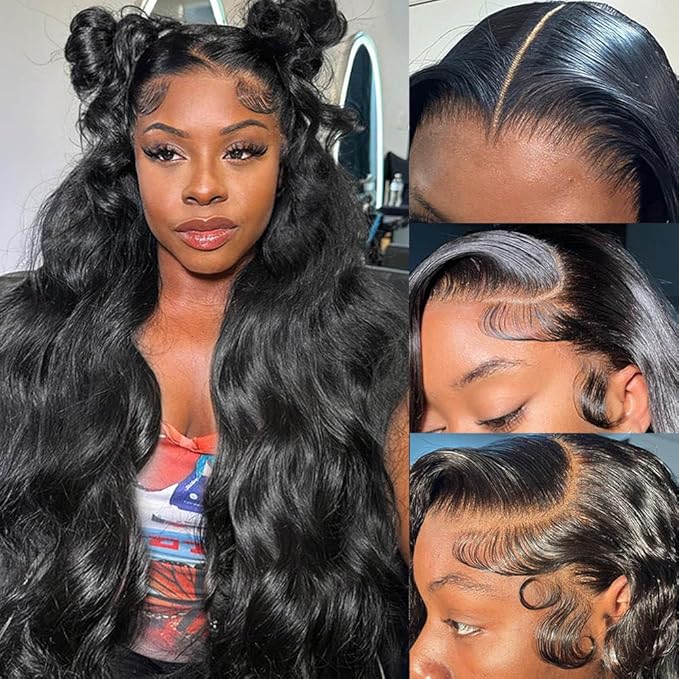 32 Inch 13x4 Lace Front Wigs Human Hair 180% Density Body Wave HD Lace Frontal Wigs Human Hair Pre Plucked Glueless Wigs for Women 100% Virgin Human Natural Color