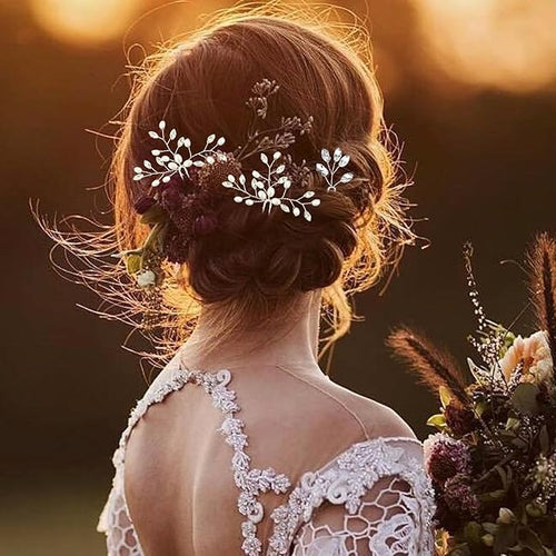 5 Pcs Rhinestone Bridal Hair Pins Sparkly Bride Hair Piece for Women Crystal Pearl Hair Accessories for Bride Bridesmaids Flower Girls(Silver)