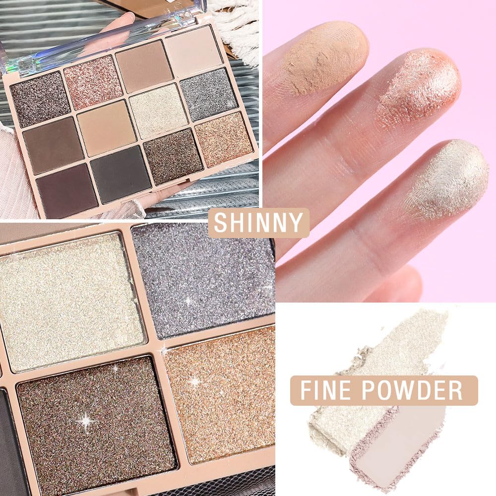 SUAKE Neutral Smokey Eye Shadow Palette,Nude Silver Gray Black Cream Eyeshadow Palette,Make Up Pallets for Women, Highly Pigmented Long Lasting Naturing-Looking